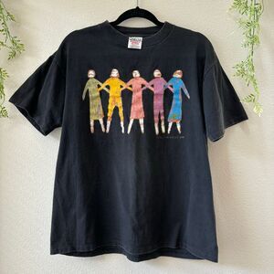 Vintage 90s Fine Friends T Shirt Men's Large Streetwear Art Graphic Print Black